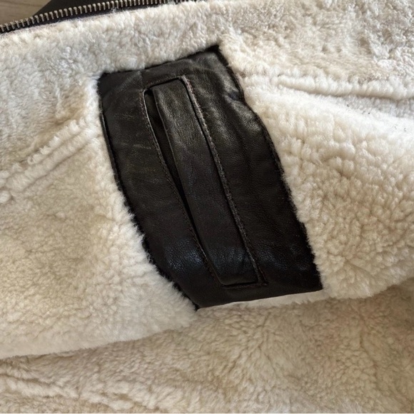 Vtg Men’s Real Shearling Leather Bomber Jacket Afghan Aviator Brown Size Small - Picture 5 of 9